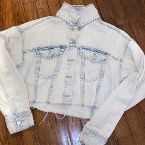 Pacsun cropped frayed denim jacket